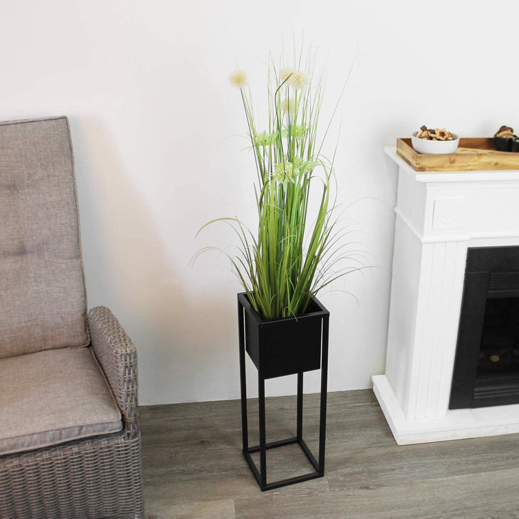 Ebern Designs Raised Indoor Plant Pot On A Stand. Black Metal Flower